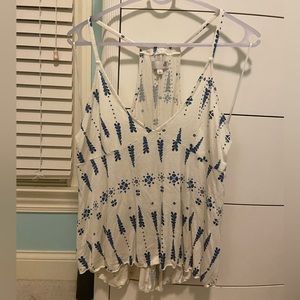 Size Large White Tank Top with Blue Details